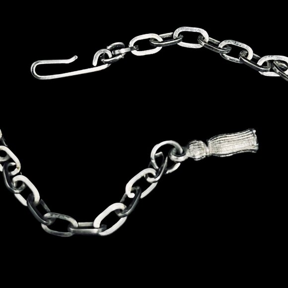 Vintage Silver Tone And Green Enamel Choker Necklace (5305) - Picture 7 of 7